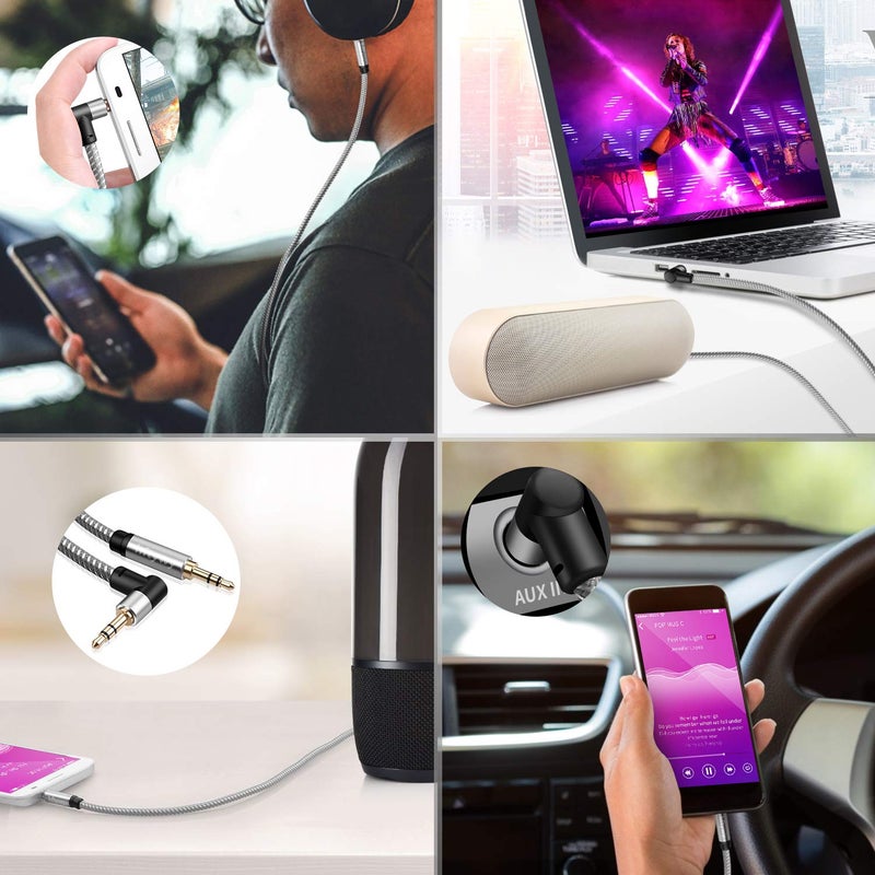 Hftywy Aux Cord,50 ft 3.5mm Audio Cable Headphone Cable Male to Male Stereo Hi-Fi Sound Nylon Braided aux to aux 1/8 Cable for Car Home Stereos Speakers Tablets, Speakers - Image 2